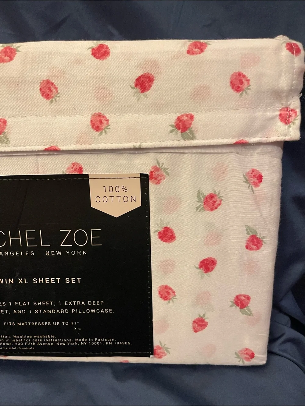 Rachel Zoe Cotton Sheet Set White with Strawberries